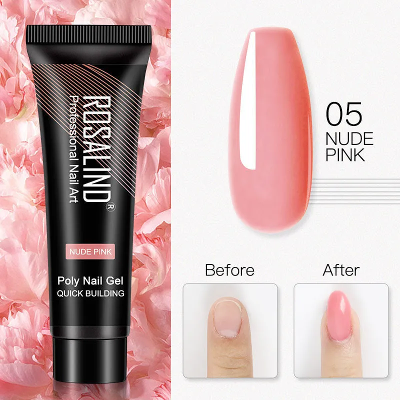 ROSALIND 15ml Crystal UV nail gel in a clear bottle with solid colour options for nail extensions