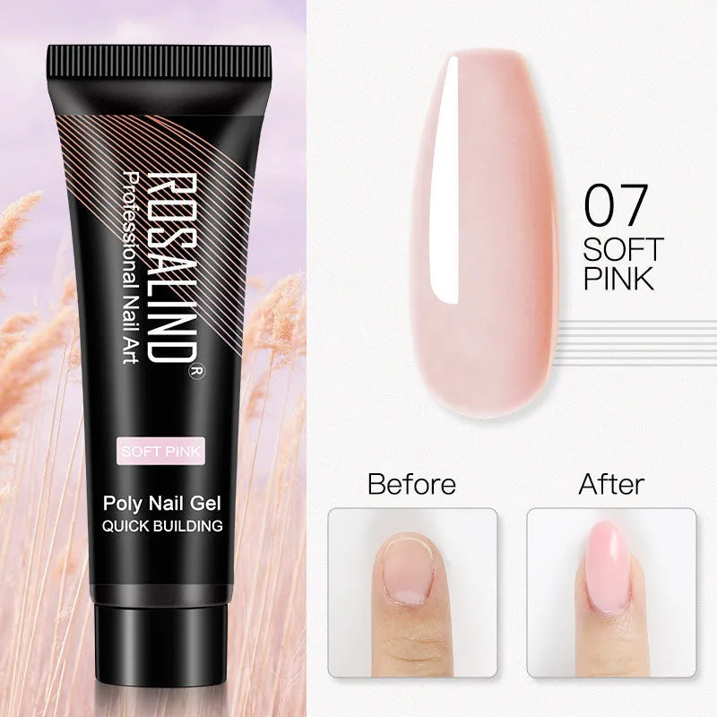 ROSALIND 15ml Crystal UV nail gel in a clear bottle with solid colour options for nail extensions