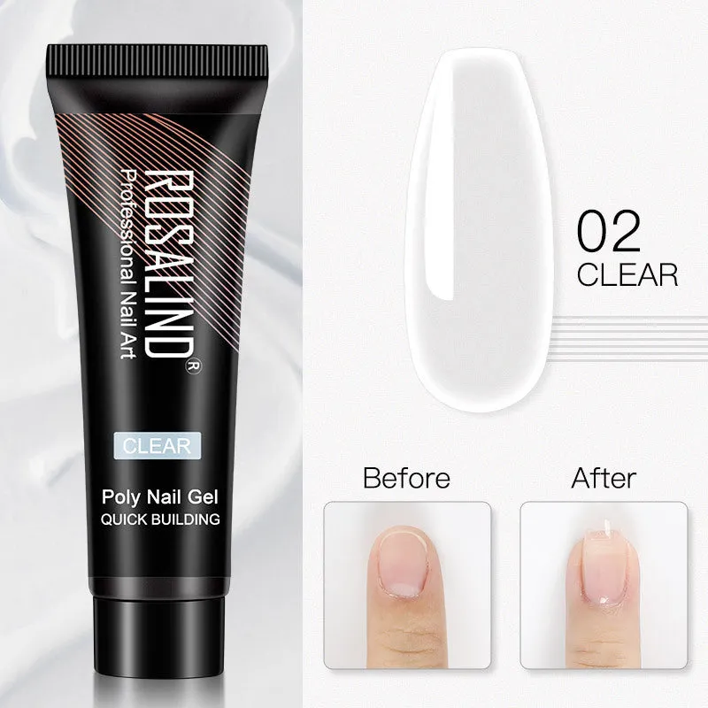 ROSALIND 15ml Crystal UV nail gel in a clear bottle with solid colour options for nail extensions