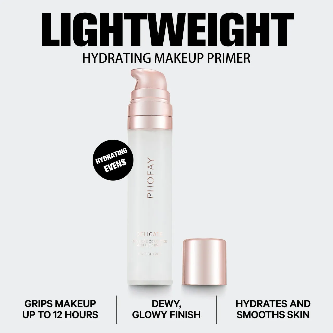 PHOFAY Hydrating Makeup Primer 25ml in a white pump bottle for smooth makeup application