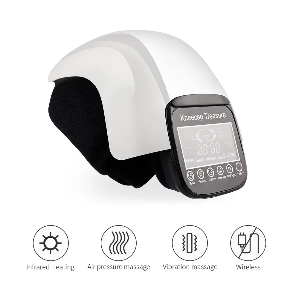 White electric heating knee pad physiotherapy massager with USB cable and 2600mAh battery