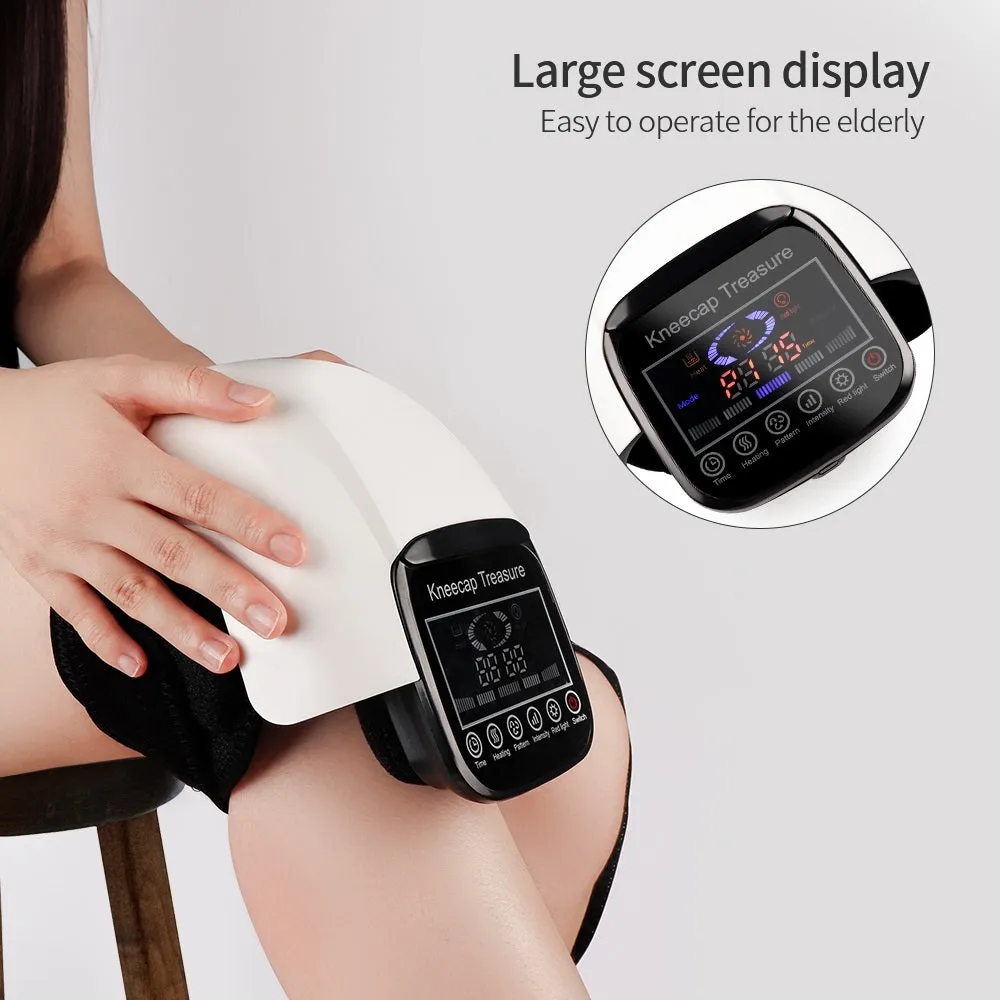 White electric heating knee pad physiotherapy massager with USB cable and 2600mAh battery