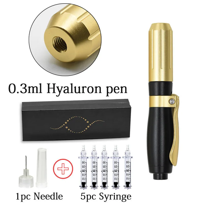 Black hyaluronic acid needle-free injection pen with adjustable depth 6-8mm and dose control 0.05-0.3ml