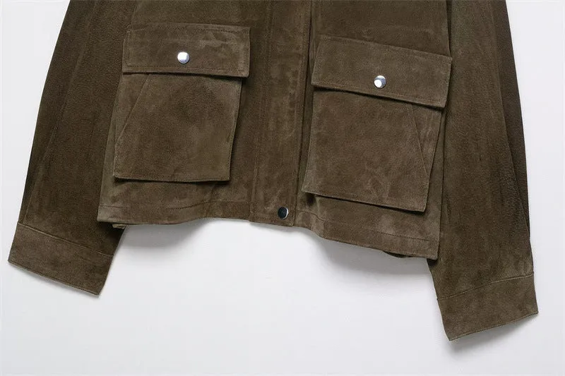 Women's medium thickness PU jacket in Japanese Korean casual style with regular fit
