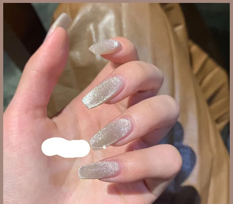 Milk tea crystal stone cat eye nail polish 10ml bottle with magnetic wand in multiple colour options