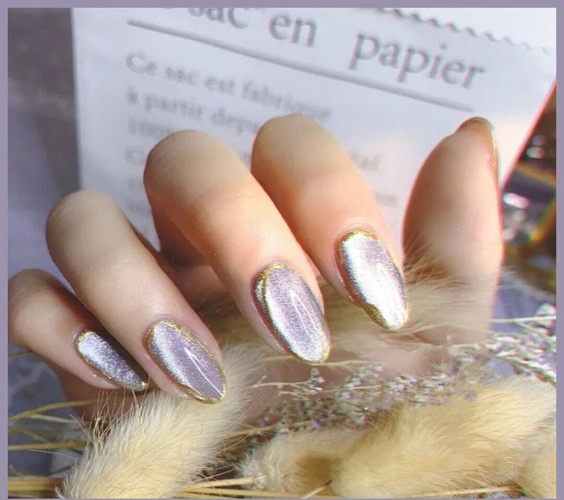 Milk tea crystal stone cat eye nail polish 10ml bottle with magnetic wand in multiple colour options