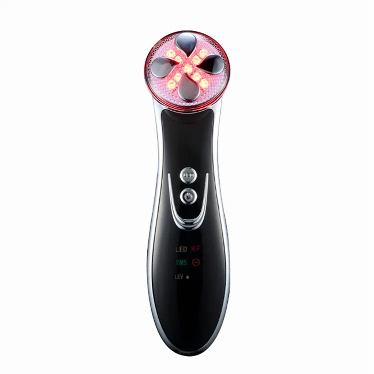 Gold Thermage colour light IPL beauty instrument with ABS body and medical stainless steel head on white background
