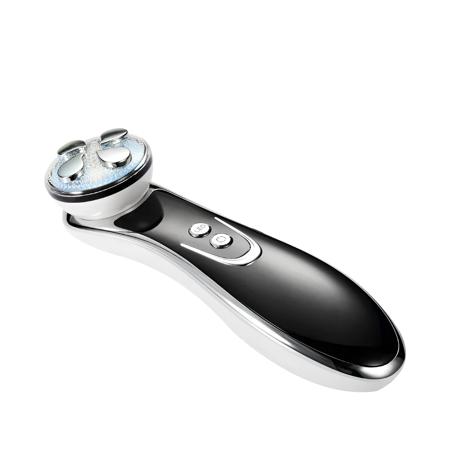 Gold Thermage colour light IPL beauty instrument with ABS body and medical stainless steel head on white background