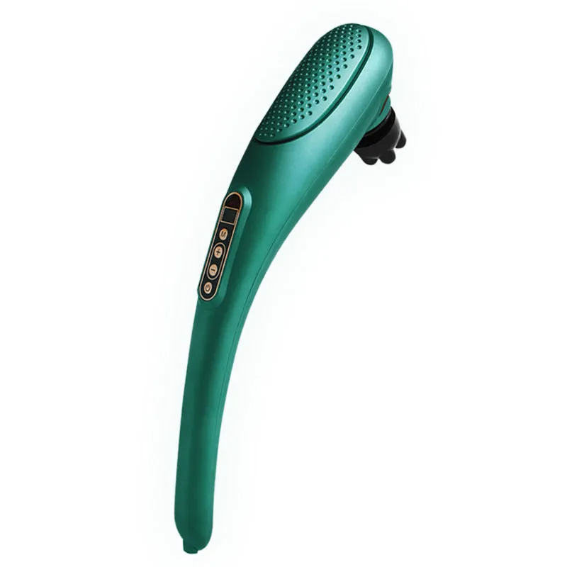 New rechargeable massager with four massage heads in green and white, USB powered, 460x160x92mm