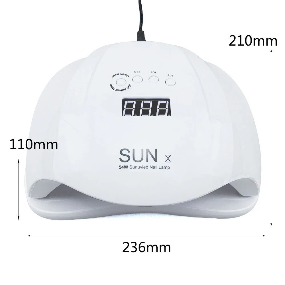 54W UV LED nail lamp dryer with universal voltage for gel polish curing