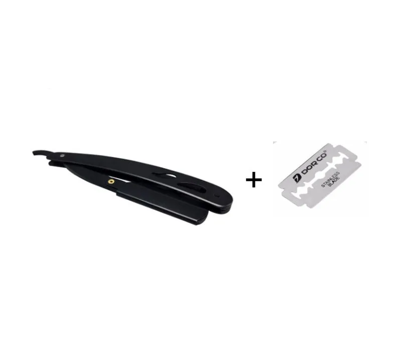 Silver stainless steel straight razor 14cm with 10 steel blades for smooth shaving