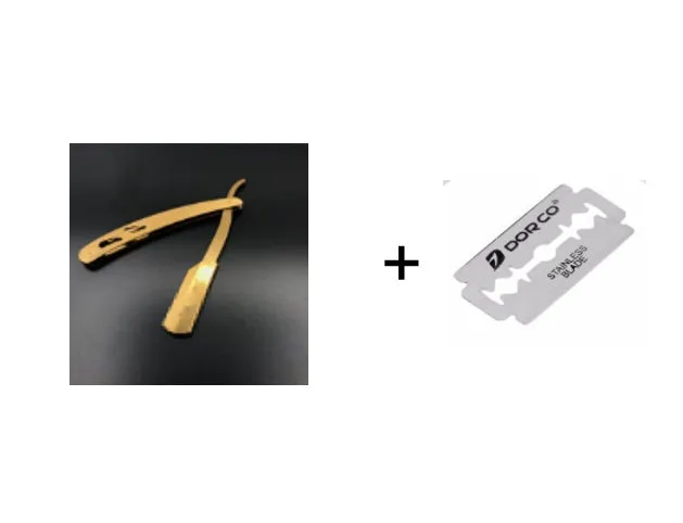 Silver stainless steel straight razor 14cm with 10 steel blades for smooth shaving
