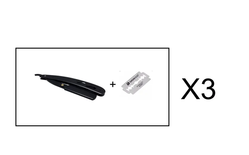 Silver stainless steel straight razor 14cm with 10 steel blades for smooth shaving