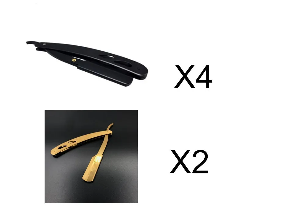 Silver stainless steel straight razor 14cm with 10 steel blades for smooth shaving
