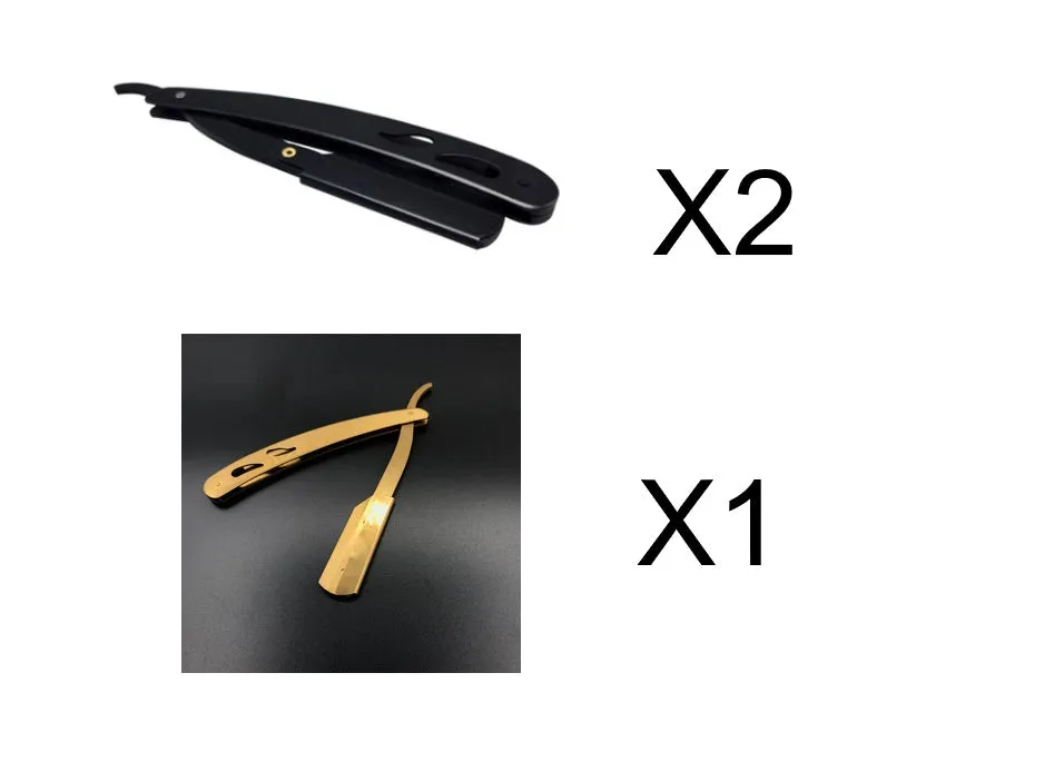 Silver stainless steel straight razor 14cm with 10 steel blades for smooth shaving