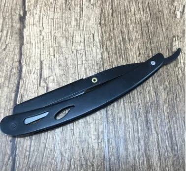Silver stainless steel straight razor 14cm with 10 steel blades for smooth shaving