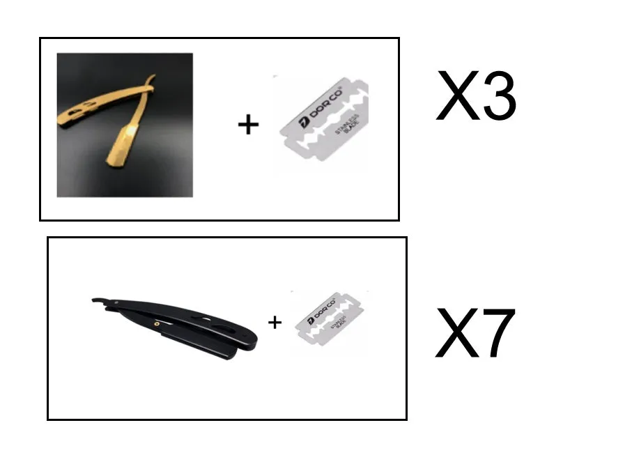Silver stainless steel straight razor 14cm with 10 steel blades for smooth shaving