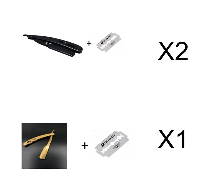 Silver stainless steel straight razor 14cm with 10 steel blades for smooth shaving