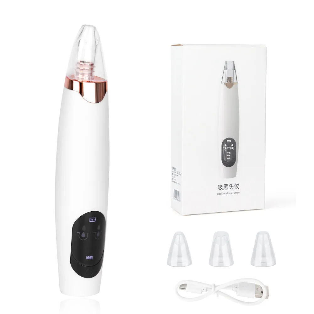 Electric pore cleaner suction blackhead remover with 3 modes in black rose gold and white