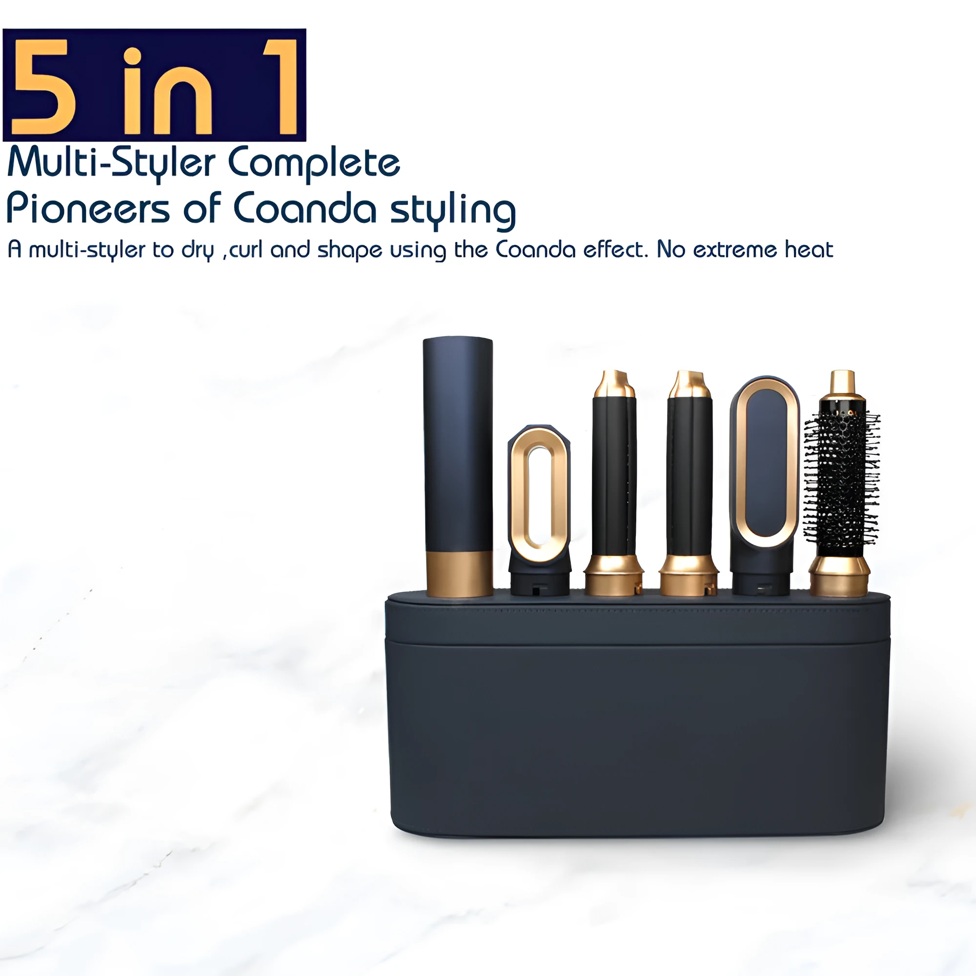 5-in-1 hot air comb with ceramic thermal conductor over 31mm diameter in black