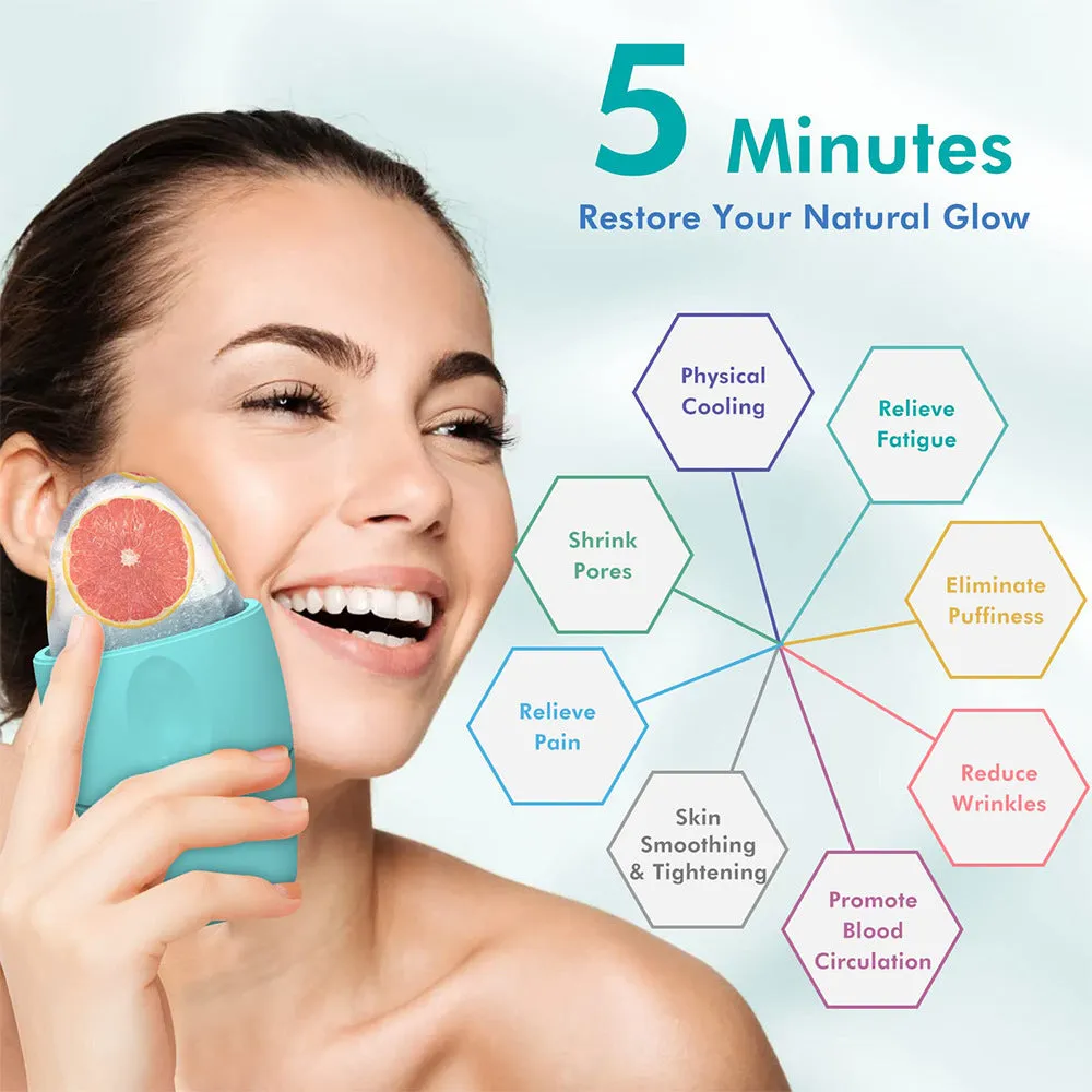 Silicone ice face roller for cooling massage, reducing puffiness and fine lines