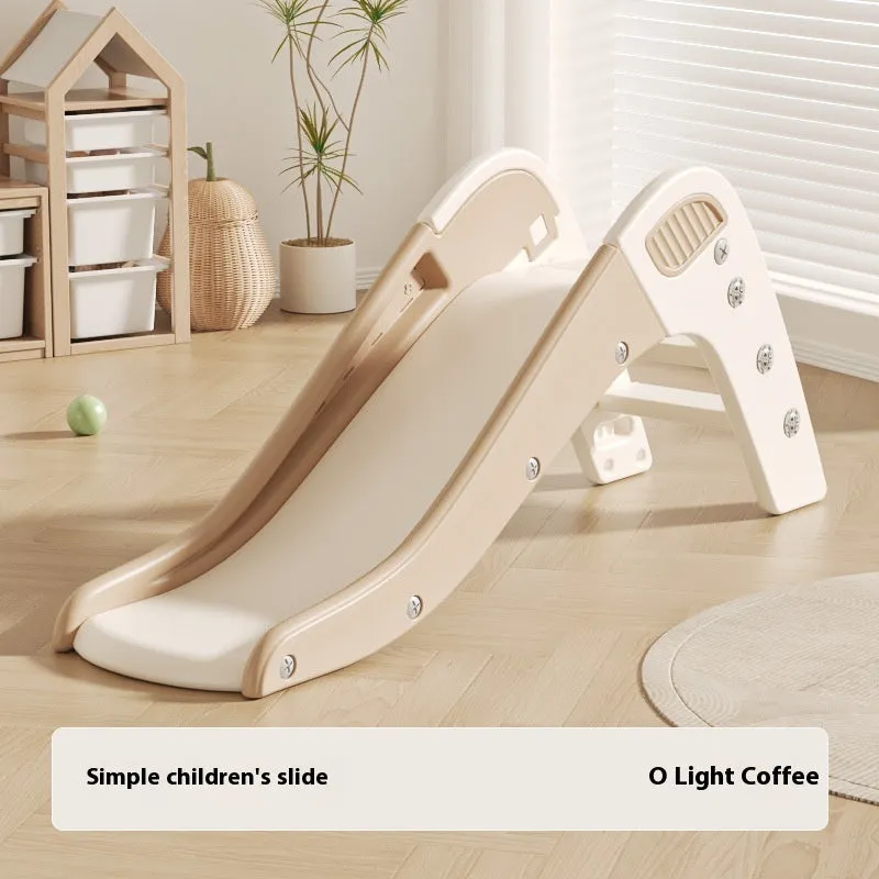 Small plastic baby slide for toddlers under three, shown in blue, yellow, brown, and gray colour options.