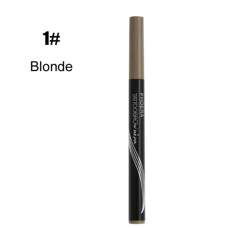 Ultra-fine four-comb waterproof eyebrow pencil in Blonde, Brown, and Brunette with compact 13g size