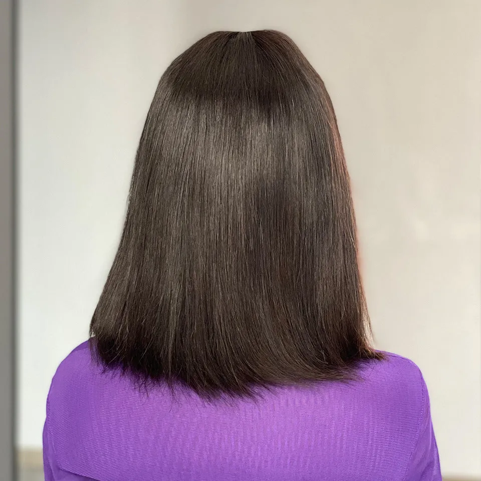 Su Bob human hair lace wig natural style 10 inch length black