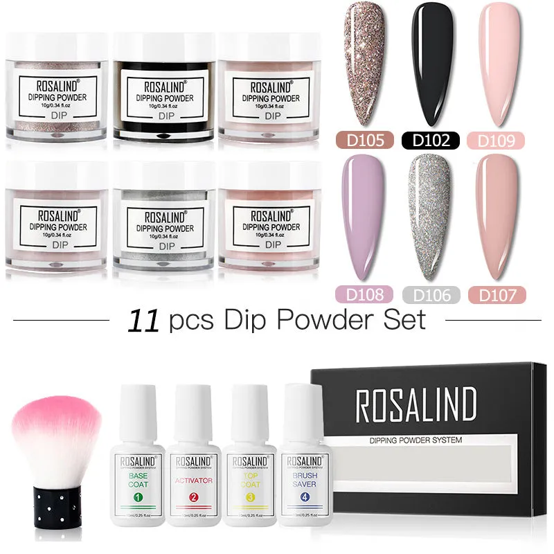 Nail Beauty Set dipping powder kit with 10g infiltration powder pots, activator, and top coat in multiple style options