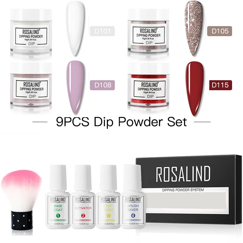 Nail Beauty Set dipping powder kit with 10g infiltration powder pots, activator, and top coat in multiple style options