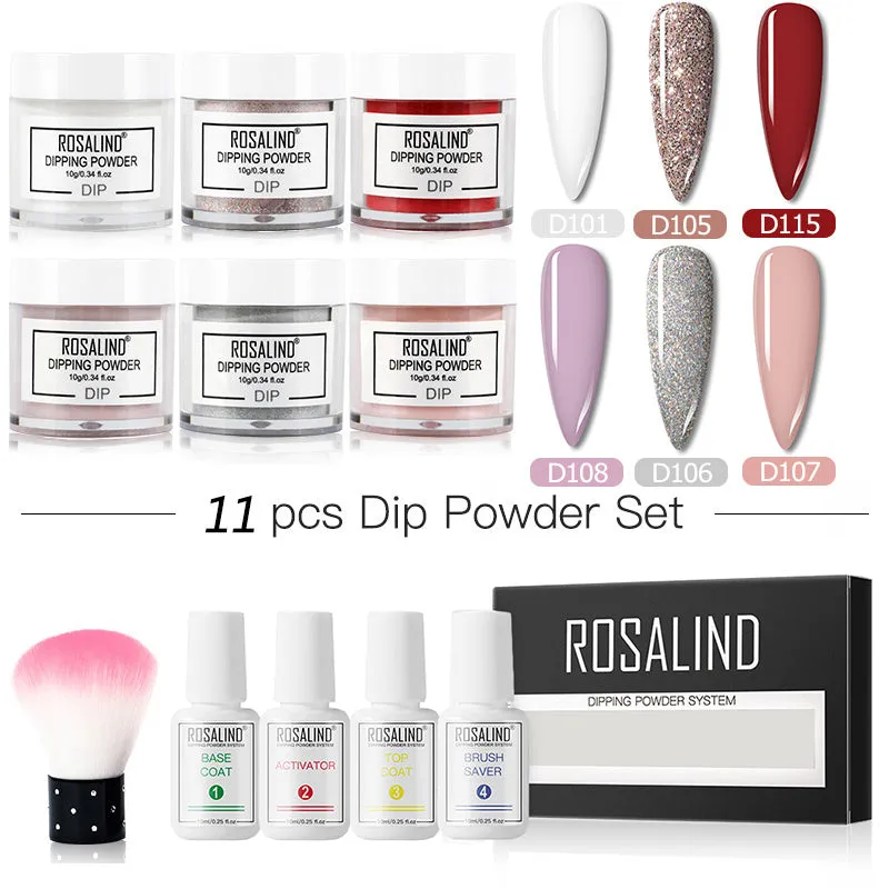 Nail Beauty Set dipping powder kit with 10g infiltration powder pots, activator, and top coat in multiple style options