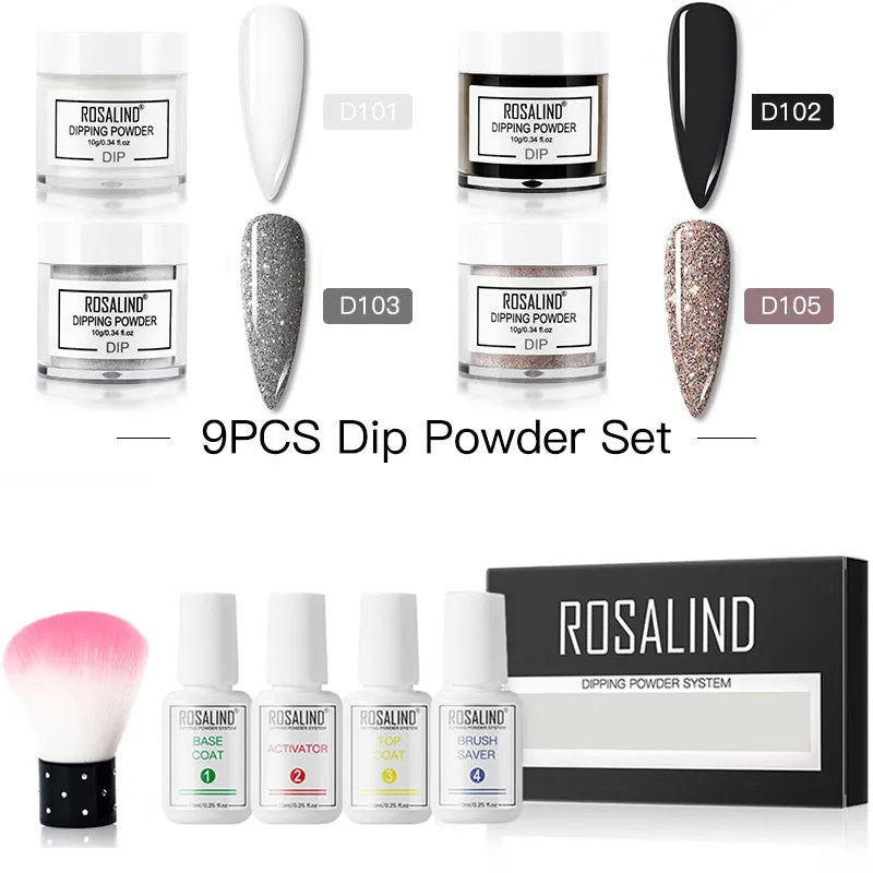 Nail Beauty Set dipping powder kit with 10g infiltration powder pots, activator, and top coat in multiple style options
