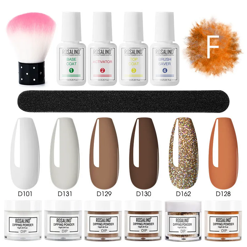 Nail Beauty Set dipping powder kit with 10g infiltration powder pots, activator, and top coat in multiple style options