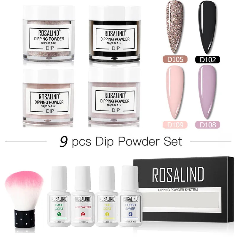 Nail Beauty Set dipping powder kit with 10g infiltration powder pots, activator, and top coat in multiple style options