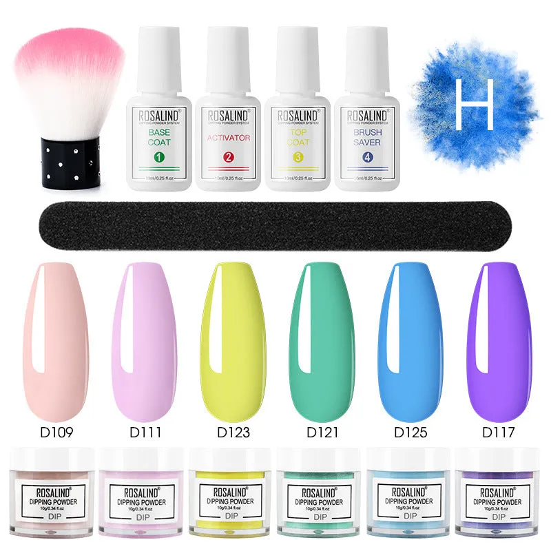 Nail Beauty Set dipping powder kit with 10g infiltration powder pots, activator, and top coat in multiple style options