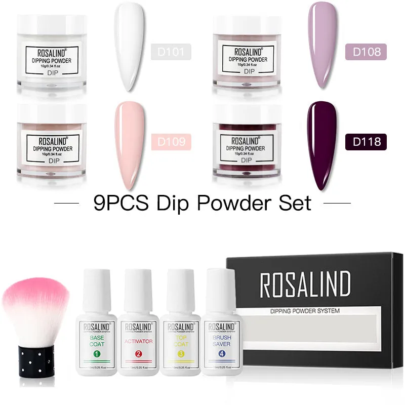 Nail Beauty Set dipping powder kit with 10g infiltration powder pots, activator, and top coat in multiple style options