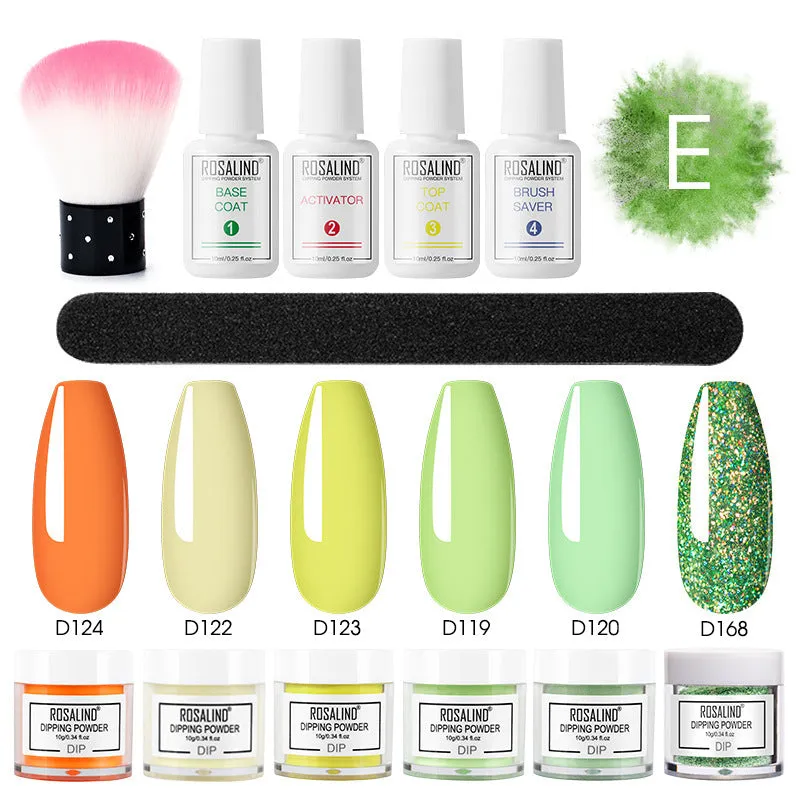 Nail Beauty Set dipping powder kit with 10g infiltration powder pots, activator, and top coat in multiple style options