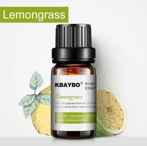 Six 10ml essential oil bottles lavender lemongrass tea tree peppermint rosemary orange for aromatherapy