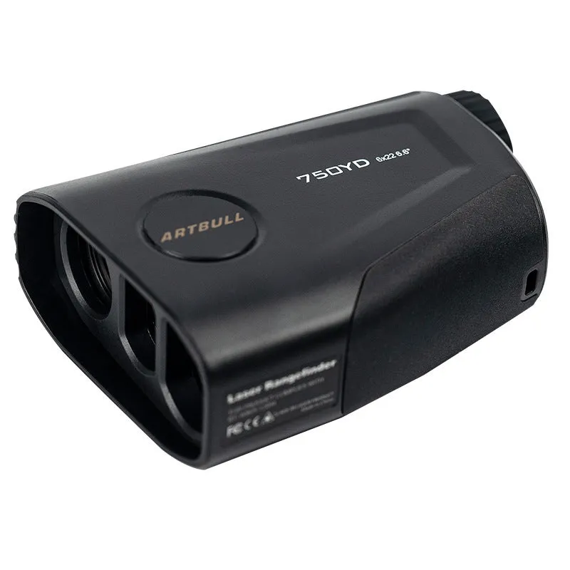 Golf laser rangefinder with LCD display showing distance measurement and slope adjustment