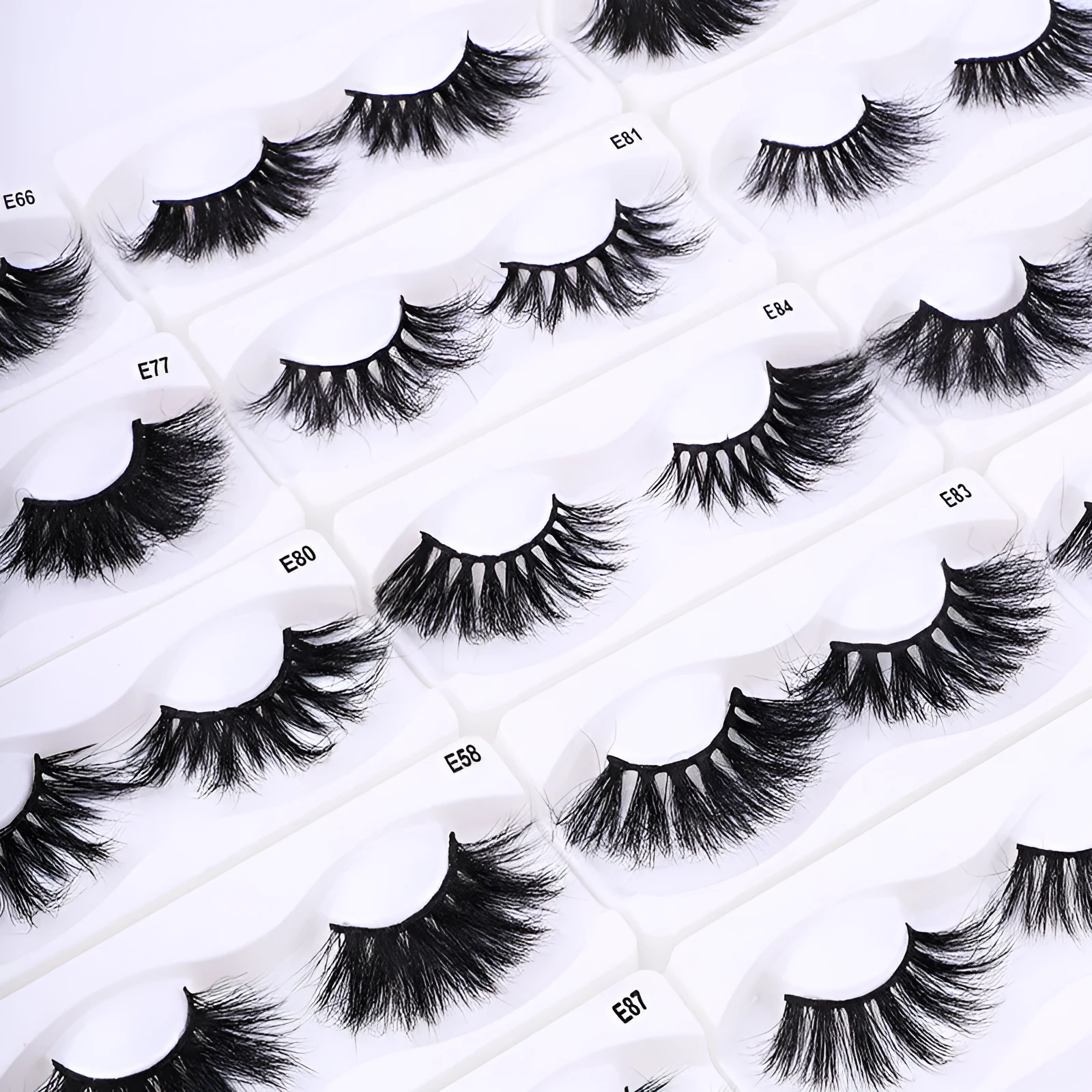 Handmade black mink hair eyelashes 25mm length on white background