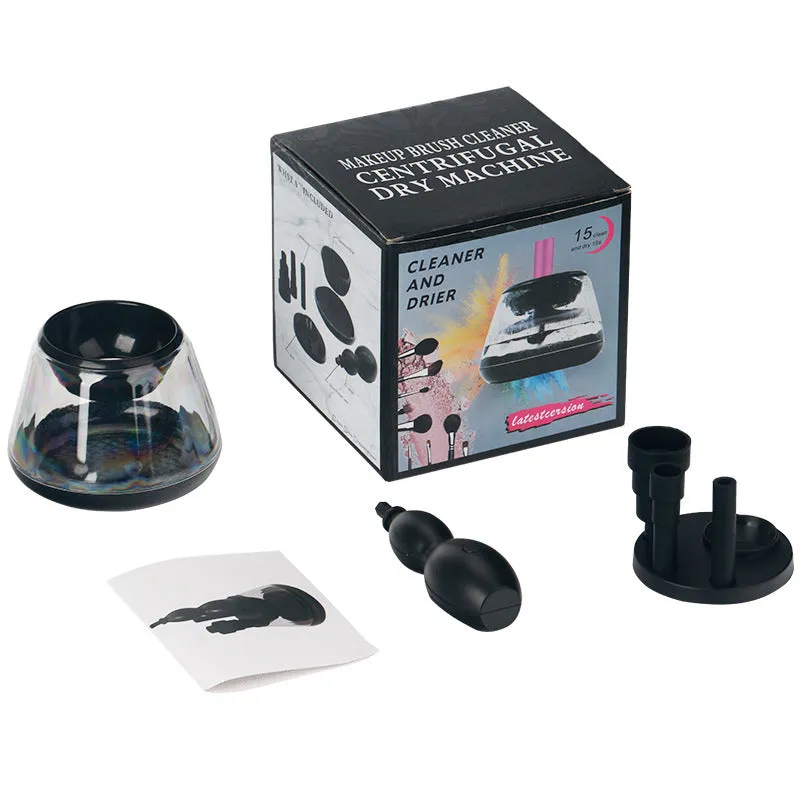 Electric makeup brush cleaner machine with three silicone cans in carton packaging