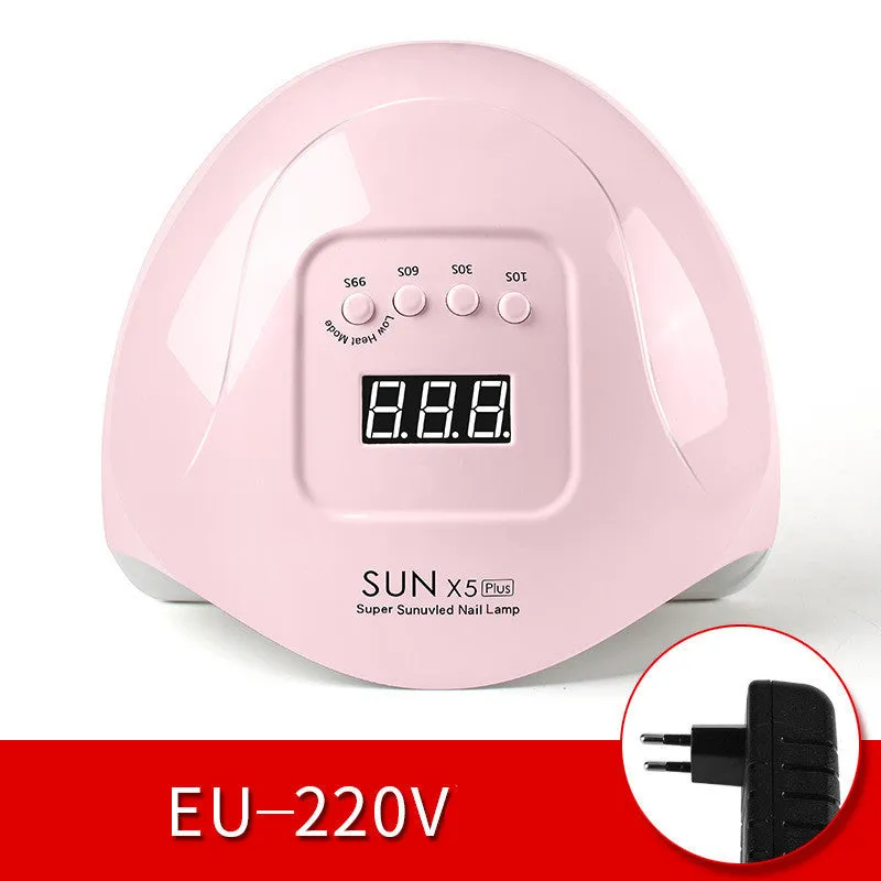 Quick dry nail phototherapy machine, dual UV light 365+405nm, auto induction, pink ABS plastic, 22x21.5x10cm