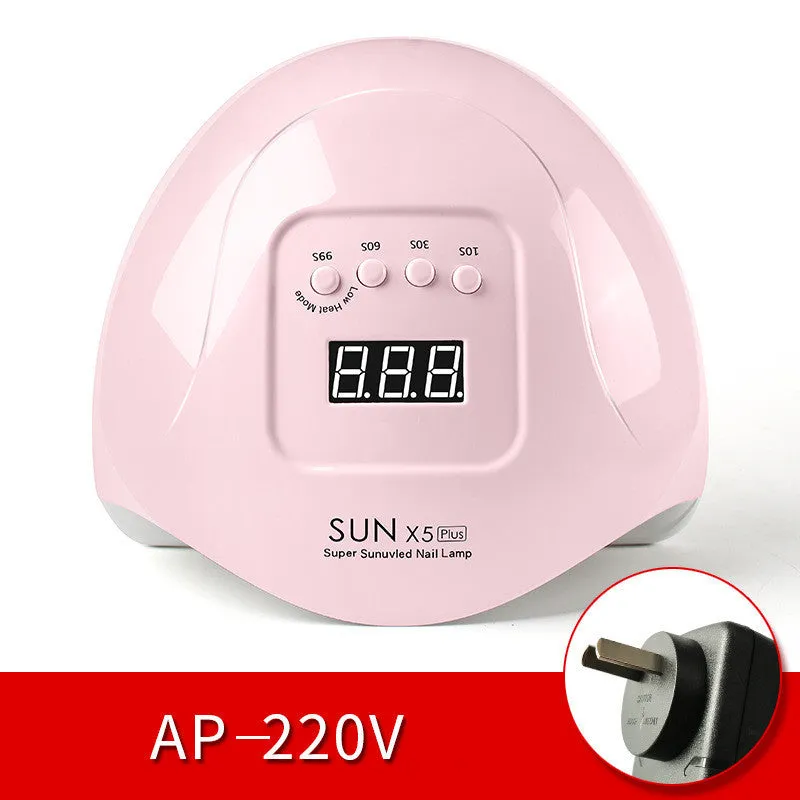 Quick dry nail phototherapy machine, dual UV light 365+405nm, auto induction, pink ABS plastic, 22x21.5x10cm