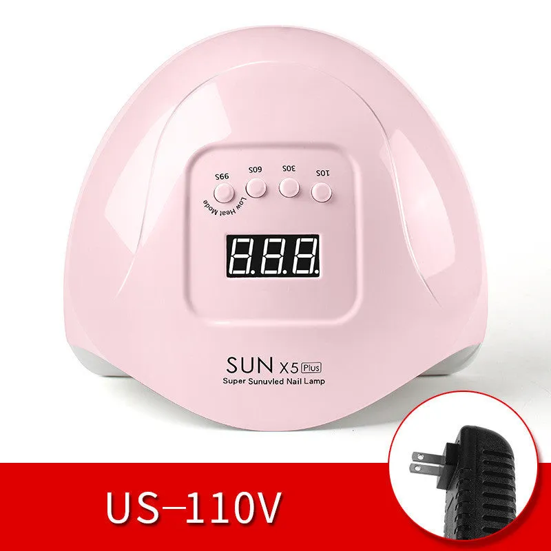 Quick dry nail phototherapy machine, dual UV light 365+405nm, auto induction, pink ABS plastic, 22x21.5x10cm