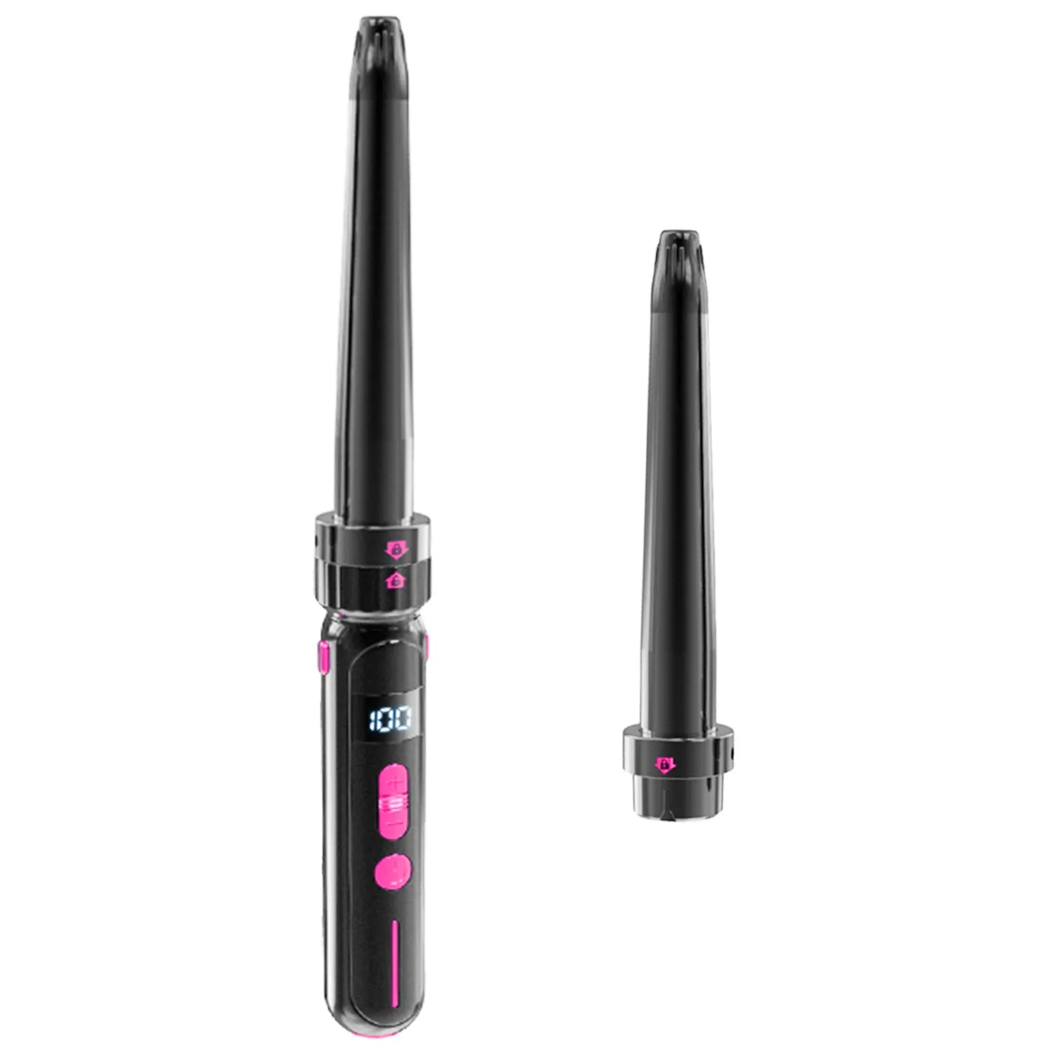 Black ceramic curly hair sticks with dual-purpose roll and straight function, 21-30mm diameter, spray coating shell
