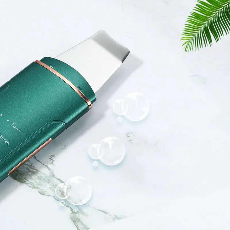 Ultrasonic skin rejuvenation whitening shoveling machine in dark green with shovel knife on white background