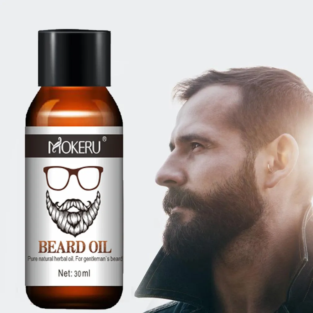 Mokeru organic beard growth oil 30ml bottle with argan and jojoba for dandruff and soft beard