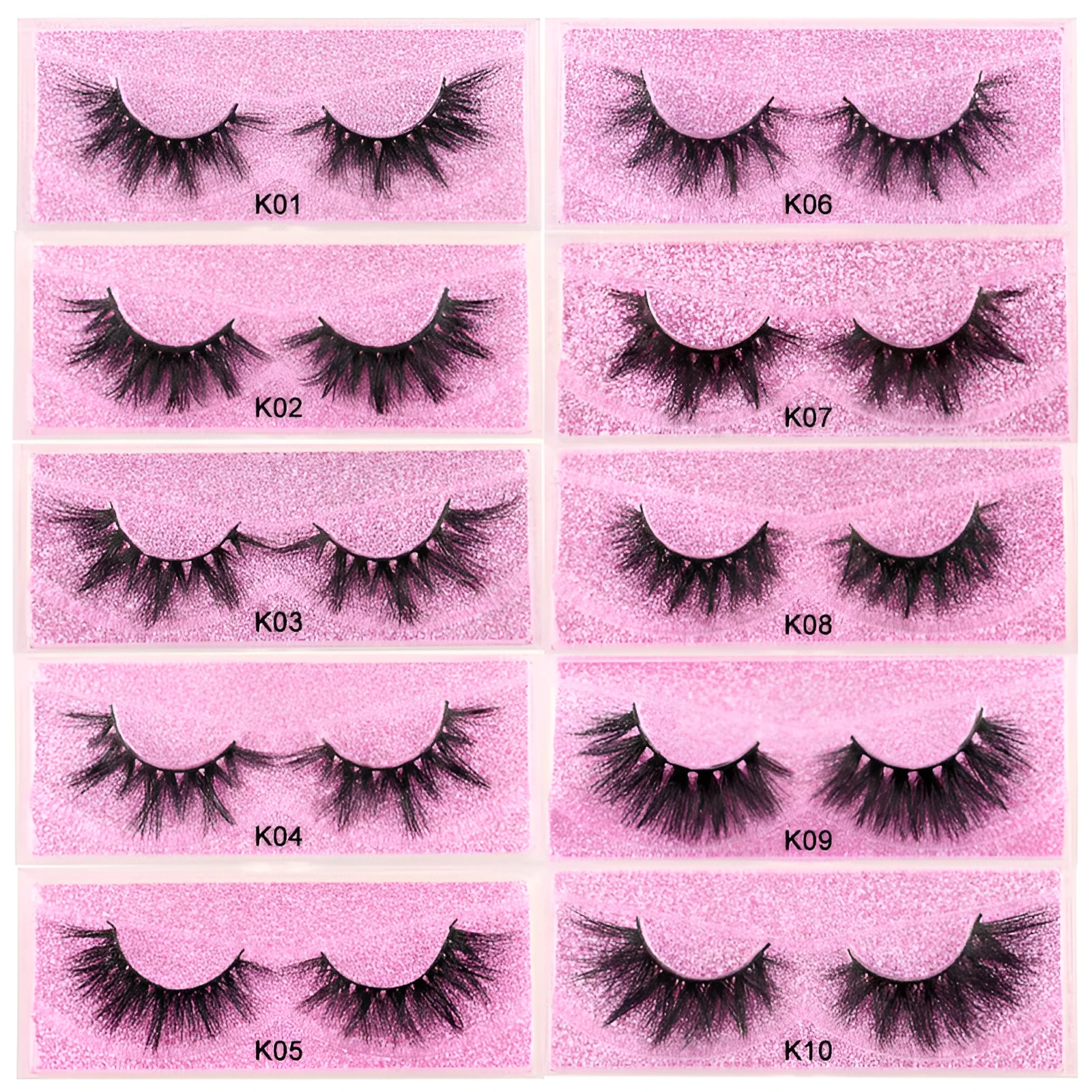 Imitation false eyelashes made from mink fur for thick lashes, available in 22 styles including 10Style to 22Style