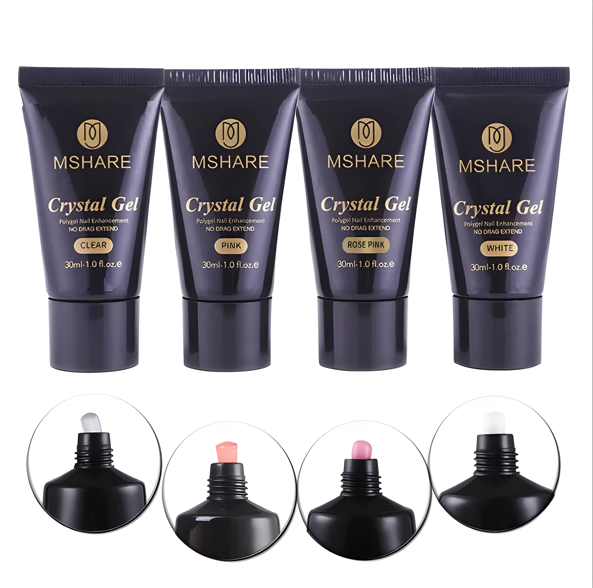 MSHARE Acrylic Poly Gel nail extension kit with UV builder gel and slip solution in pink, 30g tube