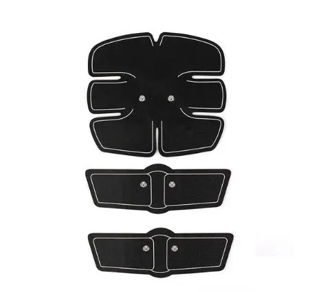Black smart EMS abdominal muscle toning patch with push-button control and six modes for core strengthening